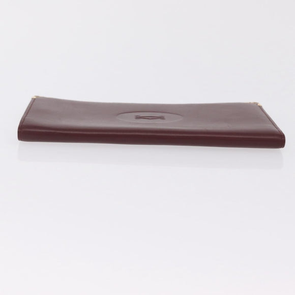 Cartier Billfold Leather Bordeaux Gold Auth 206564A