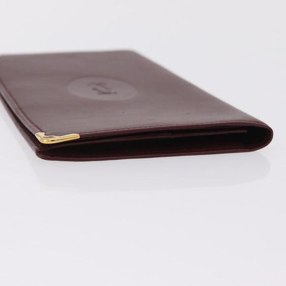 Cartier Billfold Leather Bordeaux Gold Auth 206564A