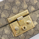 GUCCI GG Supreme Padlock Chain Shoulder Bag PVC Beige Gold 409487 Auth 206567-16