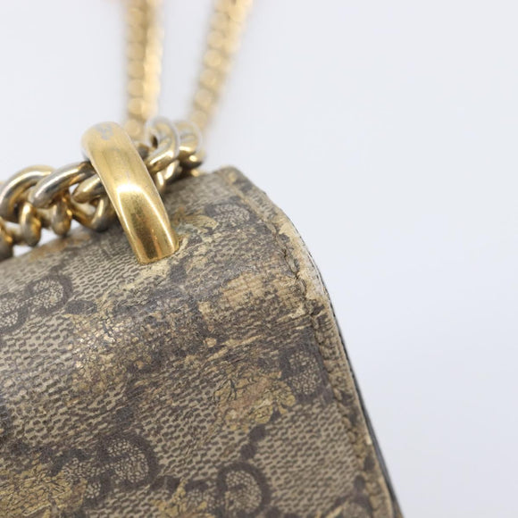 GUCCI GG Supreme Padlock Chain Shoulder Bag PVC Beige Gold 409487 Auth 206567