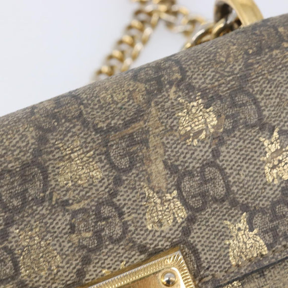GUCCI GG Supreme Padlock Chain Shoulder Bag PVC Beige Gold 409487 Auth 206567