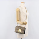 GUCCI GG Supreme Padlock Chain Shoulder Bag PVC Beige Gold 409487 Auth 206567-27