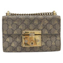 GUCCI GG Supreme Padlock Chain Shoulder Bag PVC Beige Gold 409487 Auth 206567-2