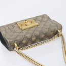 GUCCI GG Supreme Padlock Chain Shoulder Bag PVC Beige Gold 409487 Auth 206567-6