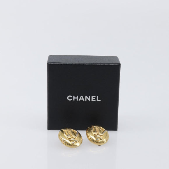 CHANEL Earring Metal Gold CC Auth 206568M