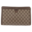 GUCCI GG Supreme Web Sherry Line Clutch Bag PVC Beige Gold 89 01 033 Auth 206572-3