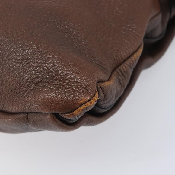 PRADA Shoulder Bag Leather Brown Gold Auth 206575