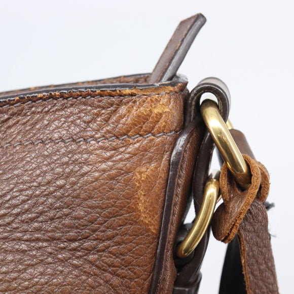 PRADA Shoulder Bag Leather Brown Gold Auth 206575