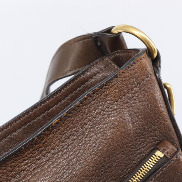 PRADA Shoulder Bag Leather Brown Gold Auth 206575
