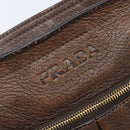 PRADA Shoulder Bag Leather Brown Gold Auth 206575-17