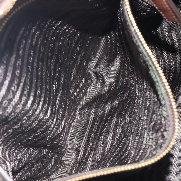 PRADA Shoulder Bag Leather Brown Gold Auth 206575