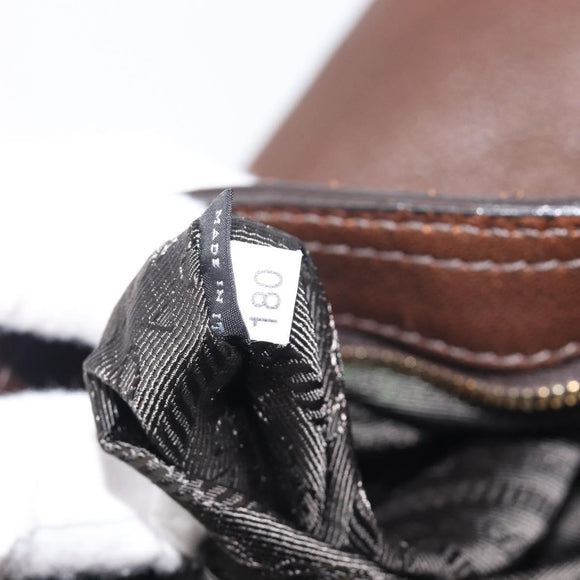 PRADA Shoulder Bag Leather Brown Gold Auth 206575