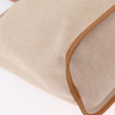 HERMES Kabak Elan PM Hand Bag Canvas Beige Silver Auth 206603V-21