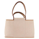 HERMES Kabak Elan PM Hand Bag Canvas Beige Silver Auth 206603V-13