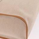 HERMES Kabak Elan PM Hand Bag Canvas Beige Silver Auth 206603V-23