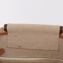 HERMES Kabak Elan PM Hand Bag Canvas Beige Silver Auth 206603V-25