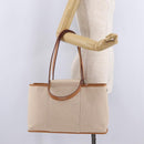 HERMES Kabak Elan PM Hand Bag Canvas Beige Silver Auth 206603V-32