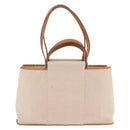 HERMES Kabak Elan PM Hand Bag Canvas Beige Silver Auth 206603V-4