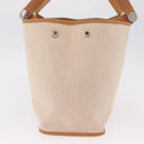 HERMES Kabak Elan PM Hand Bag Canvas Beige Silver Auth 206603V-7