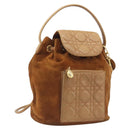 Christian Dior Canage Backpack Suede Brown Gold Tone Auth 206604-1