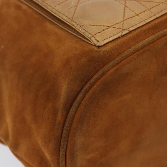 Christian Dior Canage Backpack Suede Brown Gold Tone Auth 206604