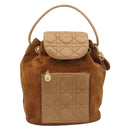 Christian Dior Canage Backpack Suede Brown Gold Tone Auth 206604-2