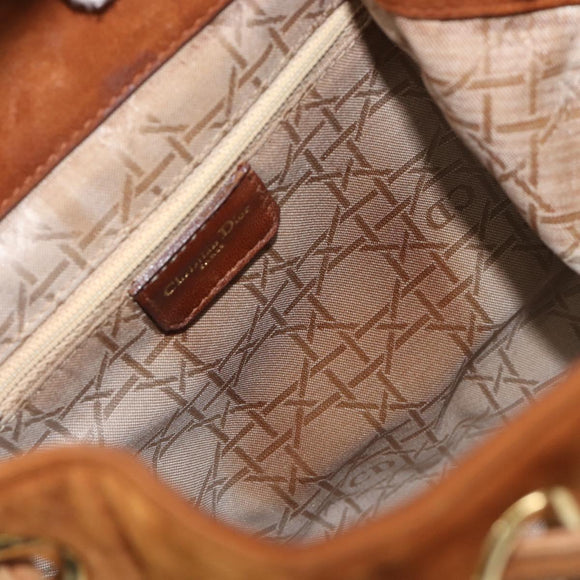 Christian Dior Canage Backpack Suede Brown Gold Tone Auth 206604