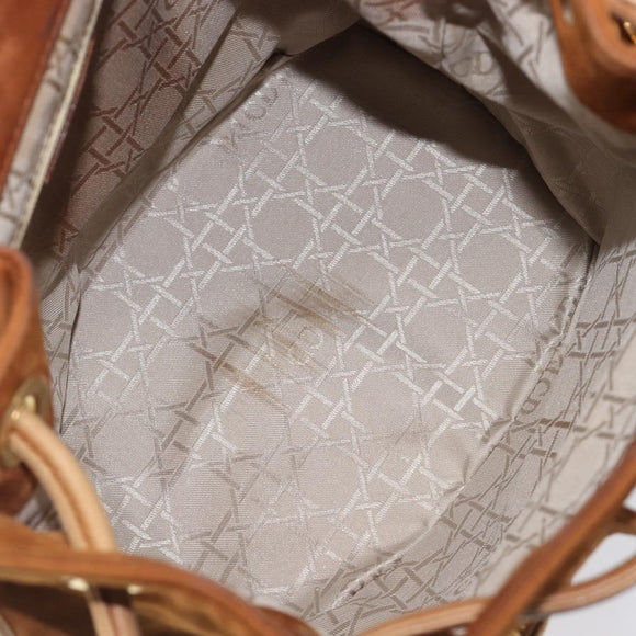 Christian Dior Canage Backpack Suede Brown Gold Tone Auth 206604