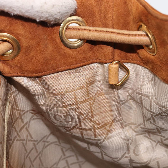 Christian Dior Canage Backpack Suede Brown Gold Tone Auth 206604