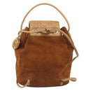 Christian Dior Canage Backpack Suede Brown Gold Tone Auth 206604-3