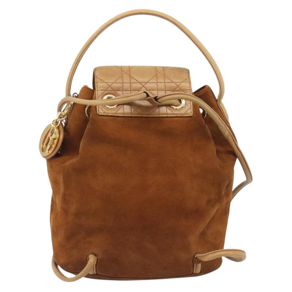 Christian Dior Canage Backpack Suede Brown Gold Tone Auth 206604
