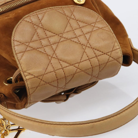 Christian Dior Canage Backpack Suede Brown Gold Tone Auth 206604