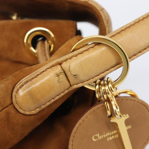 Christian Dior Canage Backpack Suede Brown Gold Tone Auth 206604
