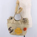 CHANEL Tote Bag Canvas Beige Brown CC Auth 206605-23