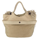 CHANEL Tote Bag Canvas Beige Brown CC Auth 206605-3