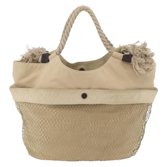 CHANEL Tote Bag Canvas Beige Brown CC Auth 206605
