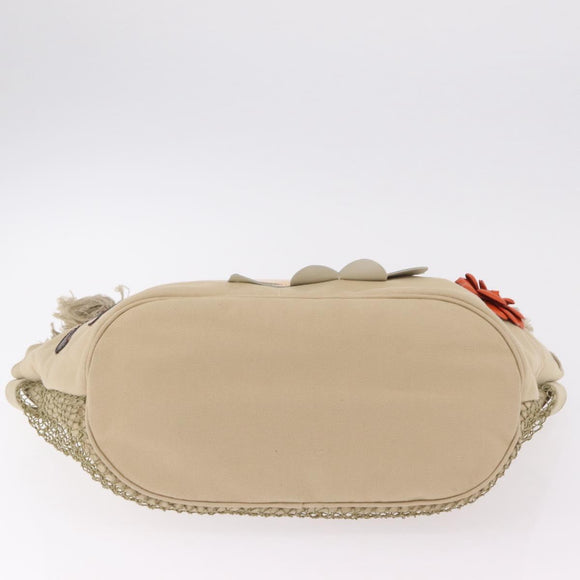 CHANEL Tote Bag Canvas Beige Brown CC Auth 206605