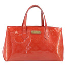 LOUIS VUITTON Monogram Vernis Wilshire PM Bag Orenge Sunset M93644 Auth 206609-13