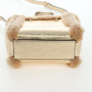 Jimmy Choo Tote Bag Leather Fur 2way Gold Auth 206610V-5