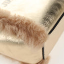 Jimmy Choo Tote Bag Leather Fur 2way Gold Auth 206610V-16