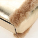 Jimmy Choo Tote Bag Leather Fur 2way Gold Auth 206610V-17