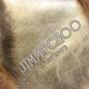 Jimmy Choo Tote Bag Leather Fur 2way Gold Auth 206610V-20