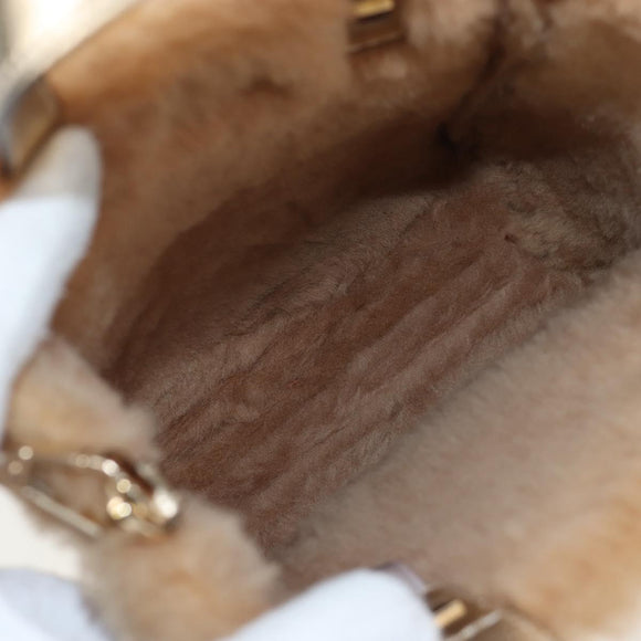 Jimmy Choo Tote Bag Leather Fur 2way Gold Auth 206610V