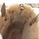 Jimmy Choo Tote Bag Leather Fur 2way Gold Auth 206610V-21