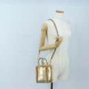 Jimmy Choo Tote Bag Leather Fur 2way Gold Auth 206610V-23