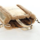 Jimmy Choo Tote Bag Leather Fur 2way Gold Auth 206610V-6