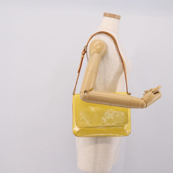 LOUIS VUITTON Monogram Vernis Thompson Street Bag Lime Yellow M91071 Auth 206612