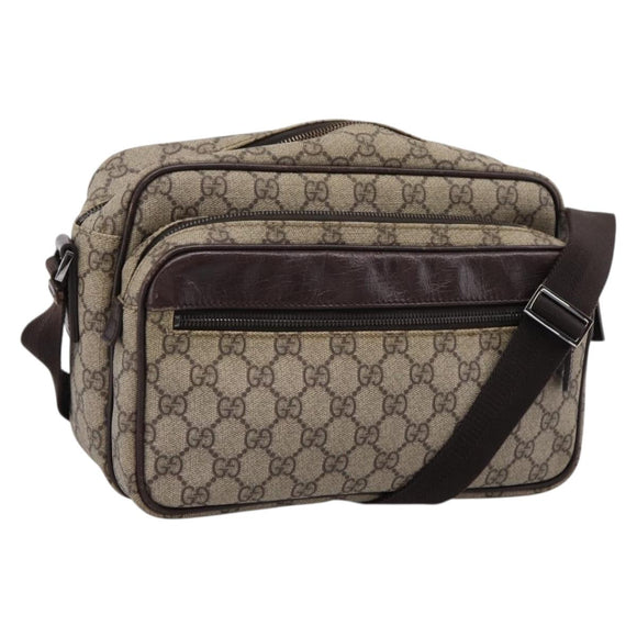 GUCCI GG Supreme Shoulder Bag PVC Beige Silver 114531 Auth 206613