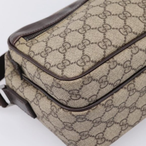 GUCCI GG Supreme Shoulder Bag PVC Beige Silver 114531 Auth 206613