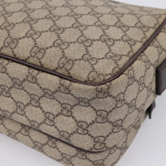 GUCCI GG Supreme Shoulder Bag PVC Beige Silver 114531 Auth 206613
